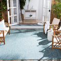 Outdoor Courtyard Washable Rug 9 ft x 12 ft - Aqua Blue & Grey