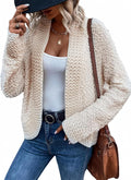 Women's Chunky Knit Open Front Cardigan Sweater - Soft Popcorn Fuzzy