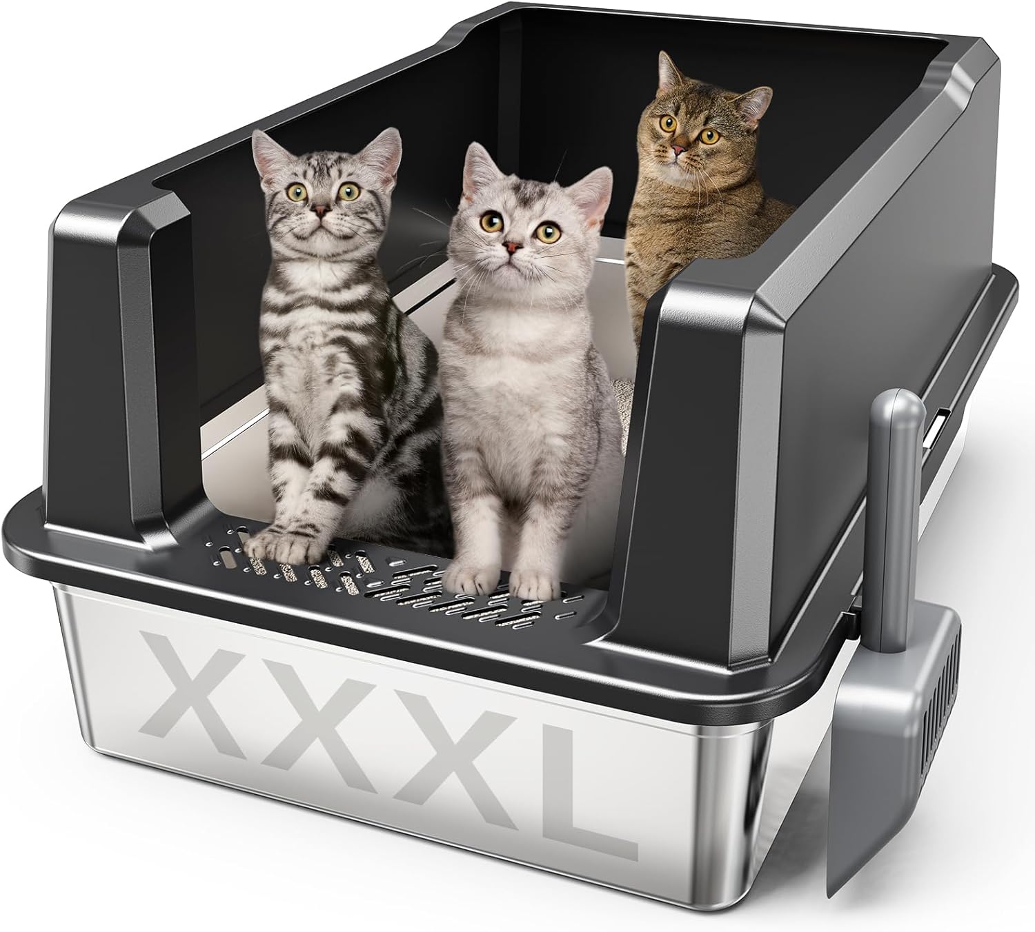 XXL Stainless Steel Cat Litter Box for Big Cats and More
