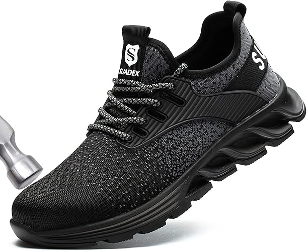 SUADEX Steel Toe Shoes for Women Men Slip-Resistant Work Shoes