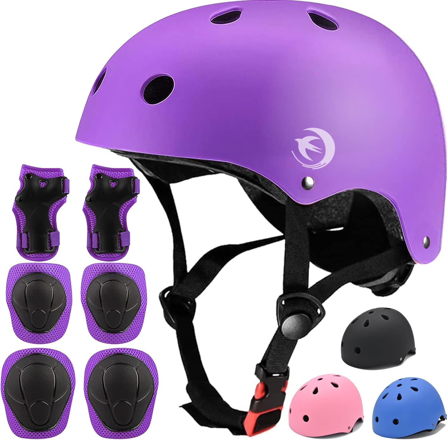 Kids Helmet Set with Knee Pads Elbow Pads Wrist Guards for Safety