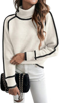 EVALESS Fall Turtleneck Colorblock Sweater - Cozy Everyday Wear
