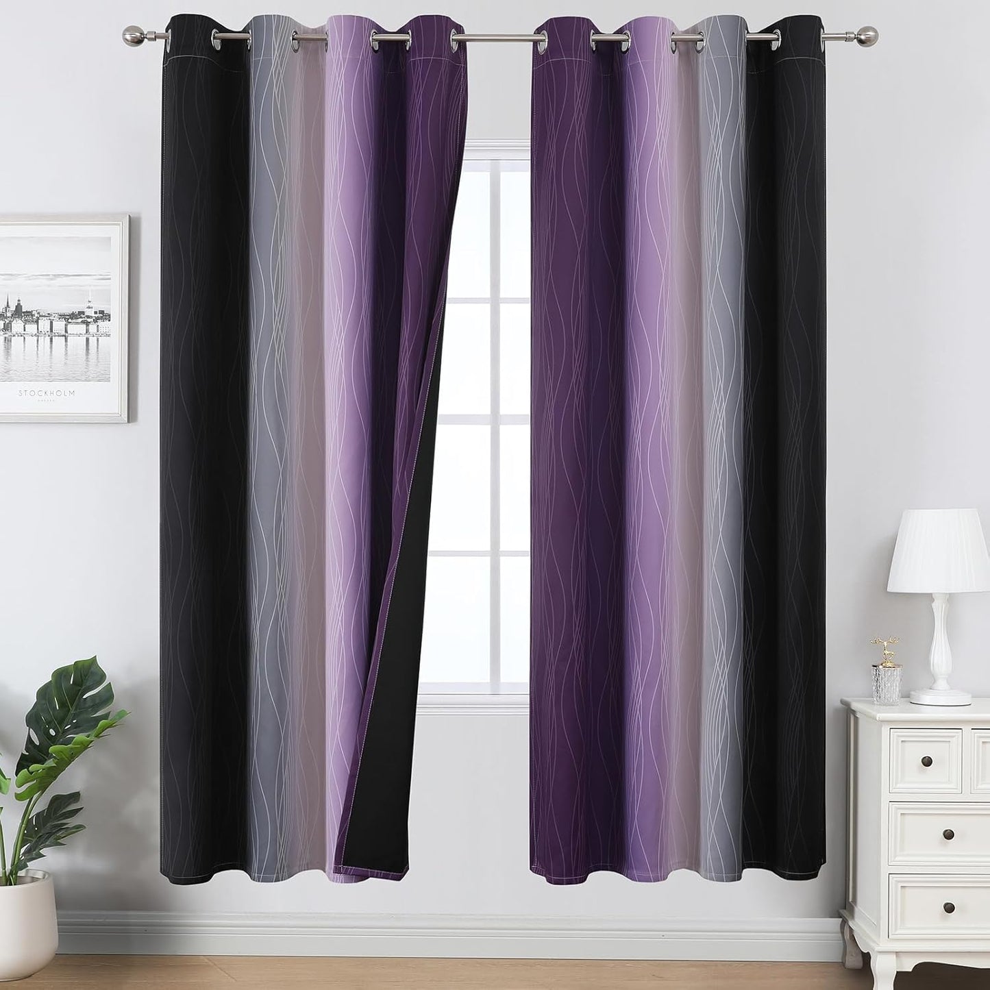 Ombre Blackout Curtains for Living Room and Bedroom Decor