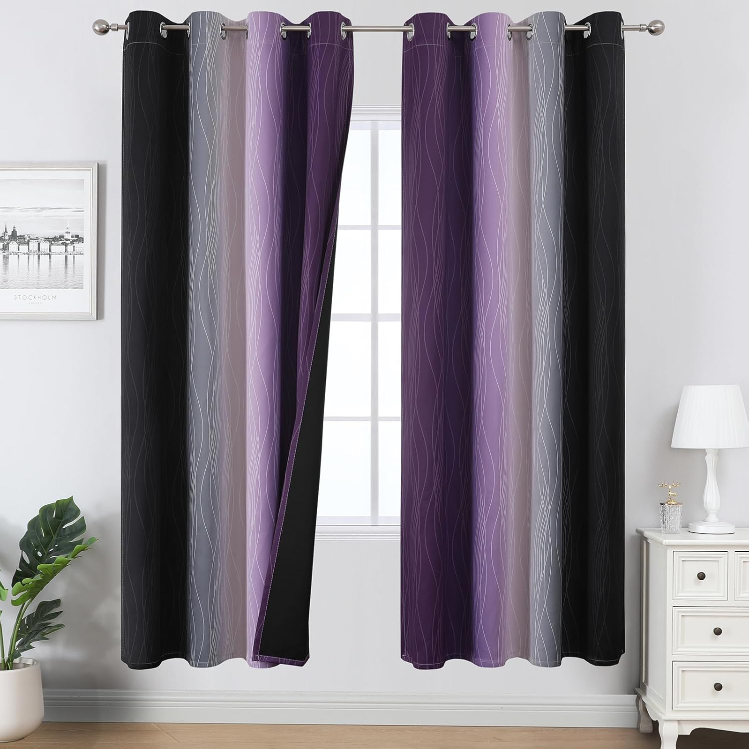 Ombre Blackout Curtains for Living Room and Bedroom Decor