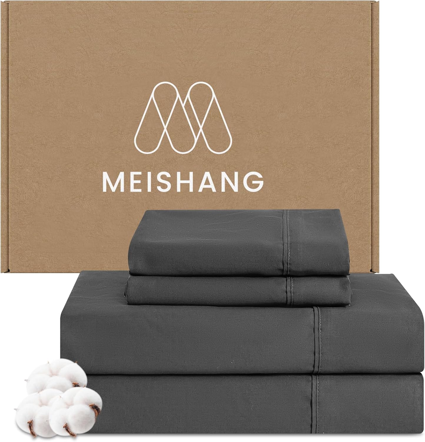 MEISHANG Cotton Sheets Queen Size - Soft Breathable Cooling Set