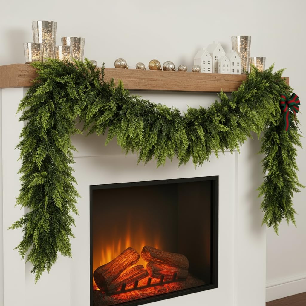 6 FT Christmas Cedar Garland for Indoor Outdoor Holiday Decor