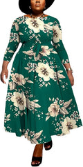 Women Plus Size Formal A Line Maxi Dress - Elegant Self Tie Waist