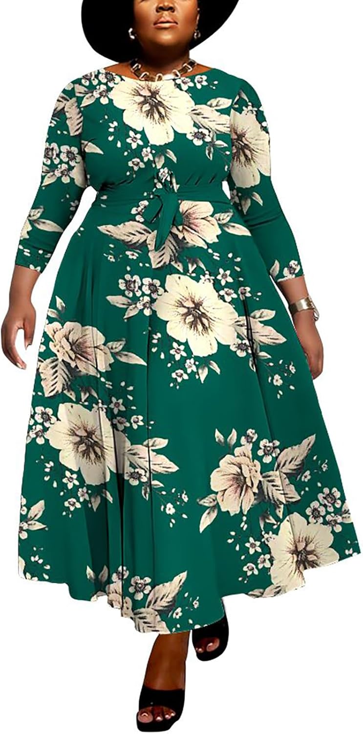 Women Plus Size Formal A Line Maxi Dress with Pockets
