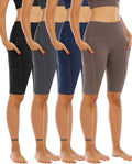 WHOUARE 4 Pack Biker Yoga Shorts with Pockets - High Waisted Set