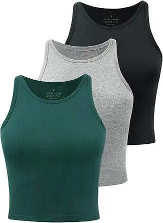 Yeawinta Crop Tops for Women High Neck Athletic Workout Tanks