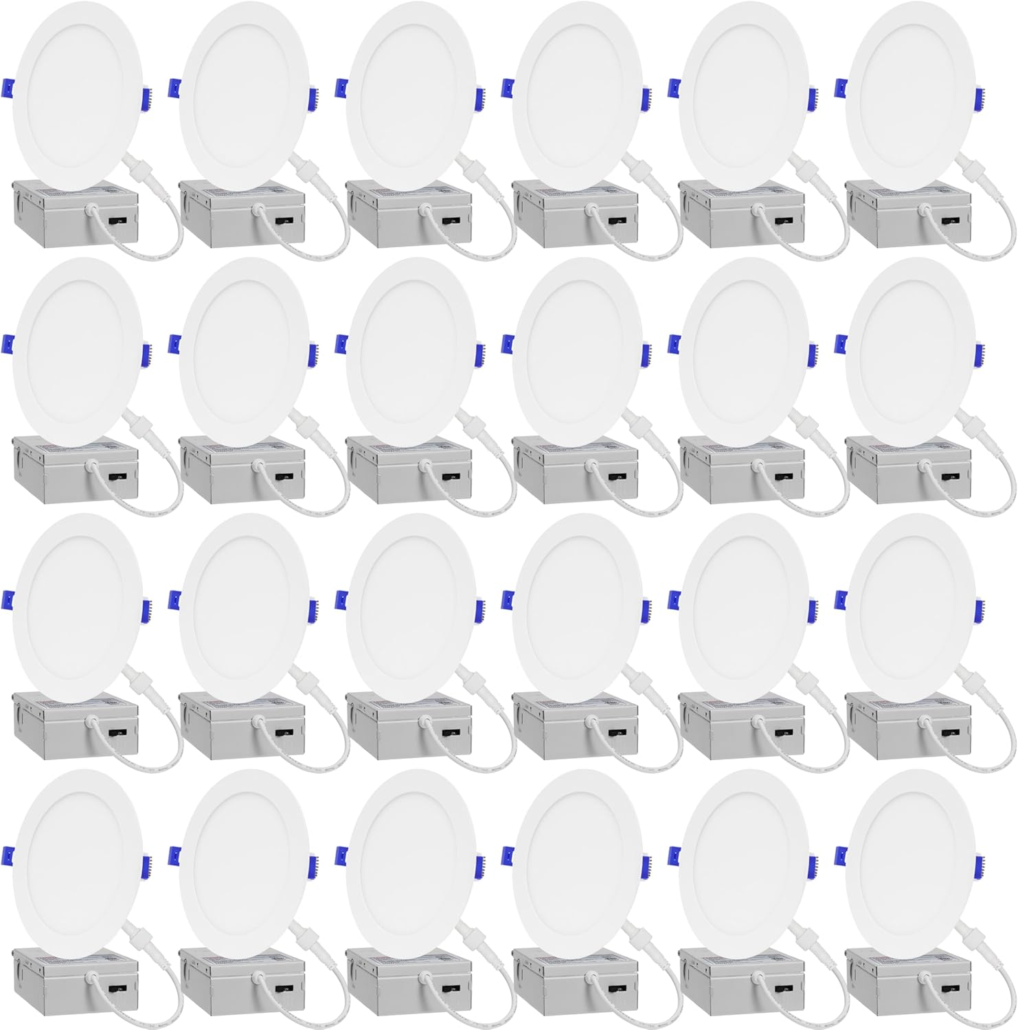 24-Pack of 6-Inch Slim LED Recessed Lights with Junction Box