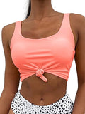 High Waisted Tankini Scoop Neck Knotted Two Piece Set - Flattering Fit