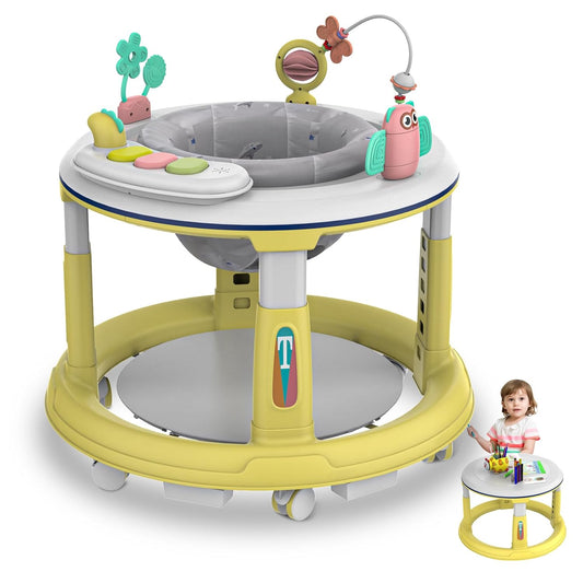 ErmeiRabbit Baby Walker: 360 Swivel Seat, Adjustable Height, Music