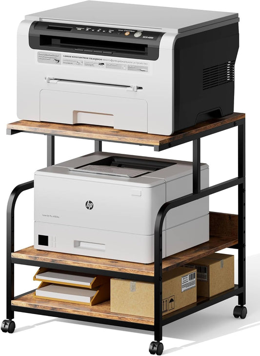 Adjustable Printer Stand with Storage - Mobile & Versatile