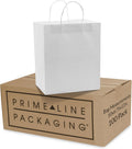 White Kraft Paper Bags with Handles 10x6.75x12 - Pack of 100