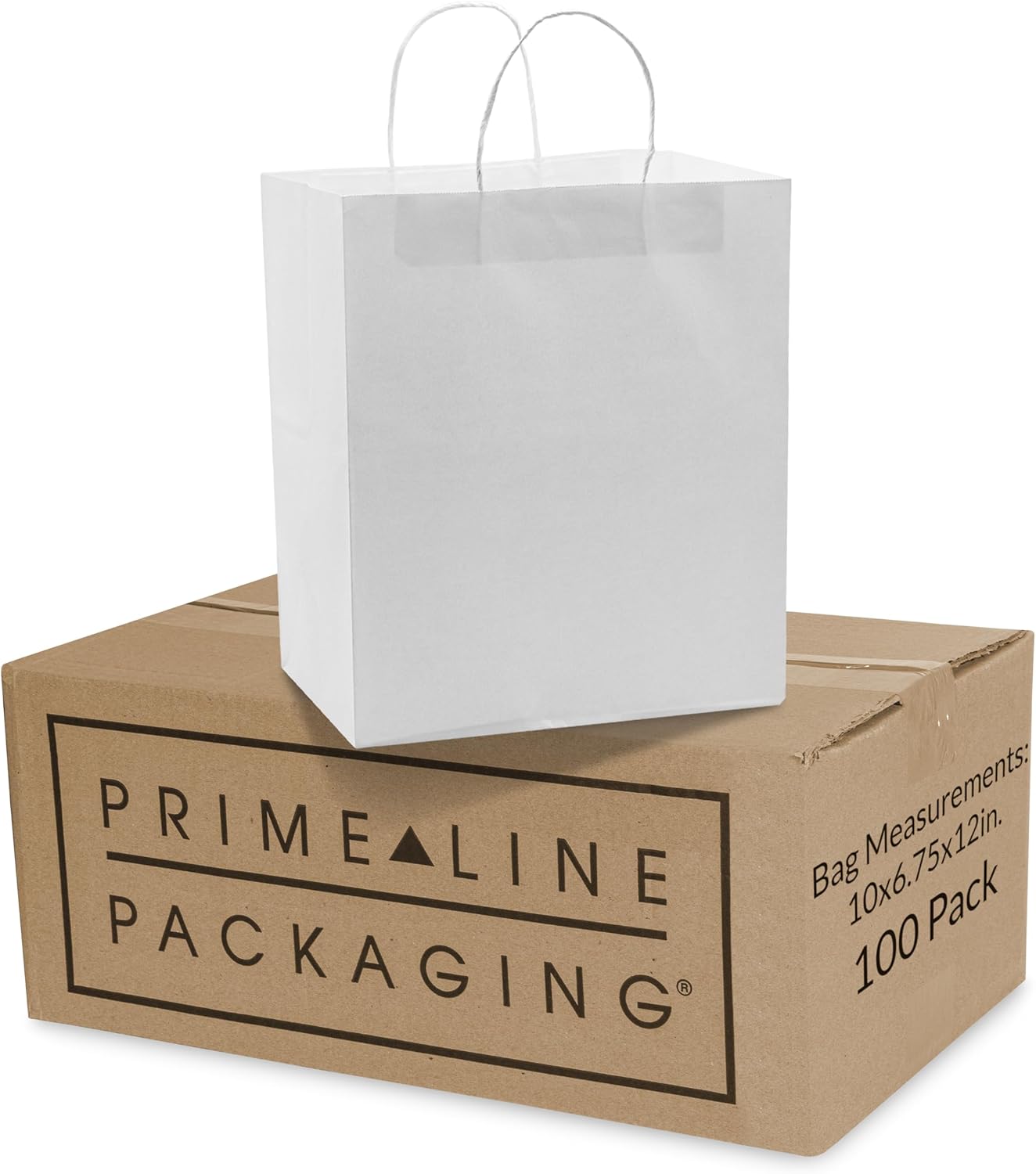Prime Line Packaging White Paper Bags with Handles for Gifts