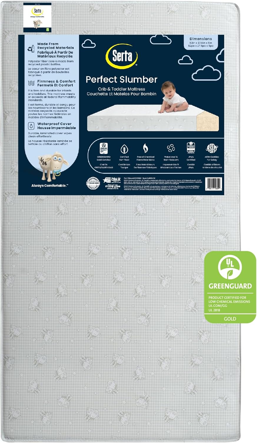 Serta Perfect Slumber Dual Sided Crib Mattress for Safe Sleep
