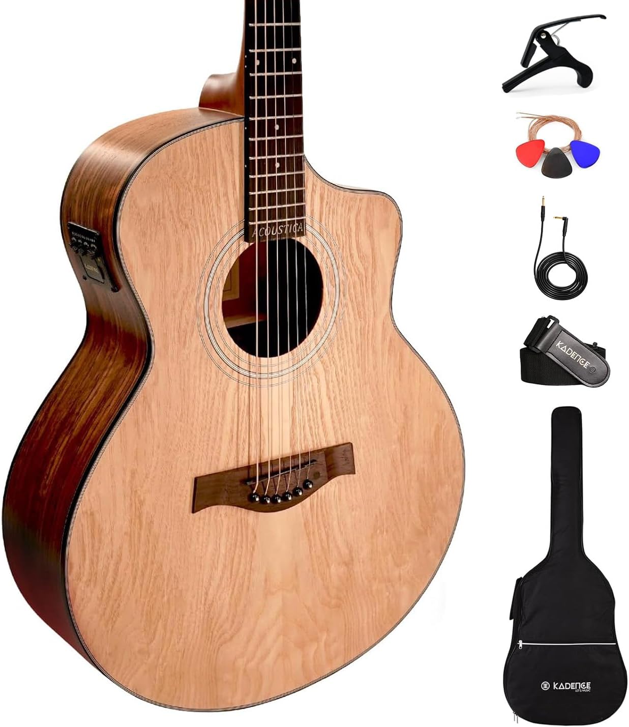 Kadence Grand Auditorium Ash Wood Guitar with EQ - Super Combo
