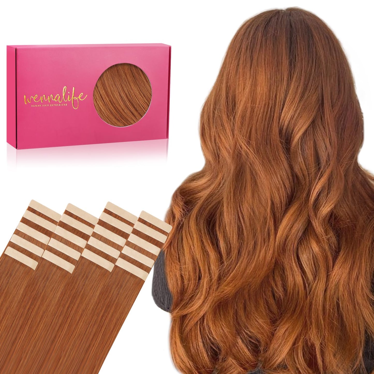 WENNALIFE Tape in Hair Extensions for Natural Look and Feel