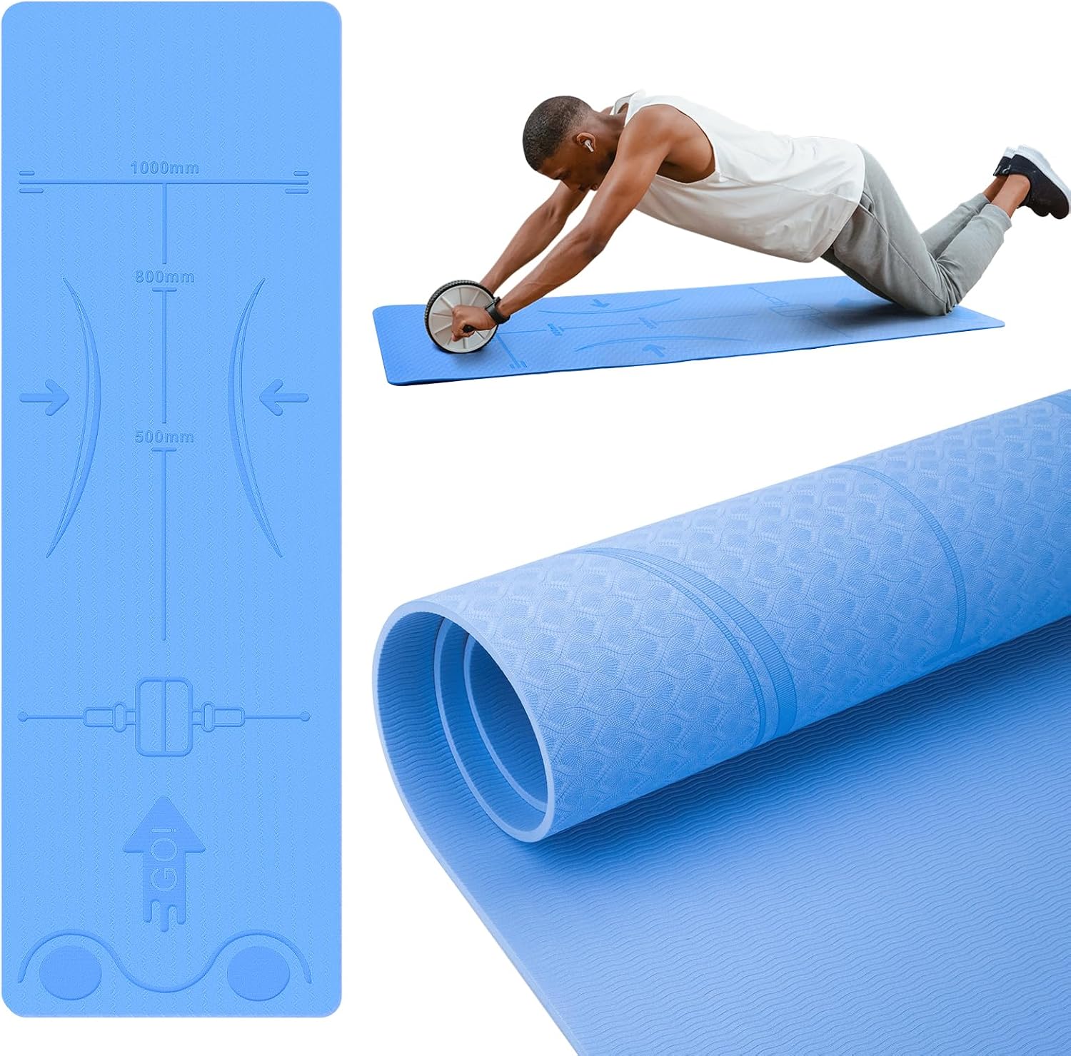 Non-Slip Home Gym Mat: 6mm Thick TPE Pad for Ab Workouts