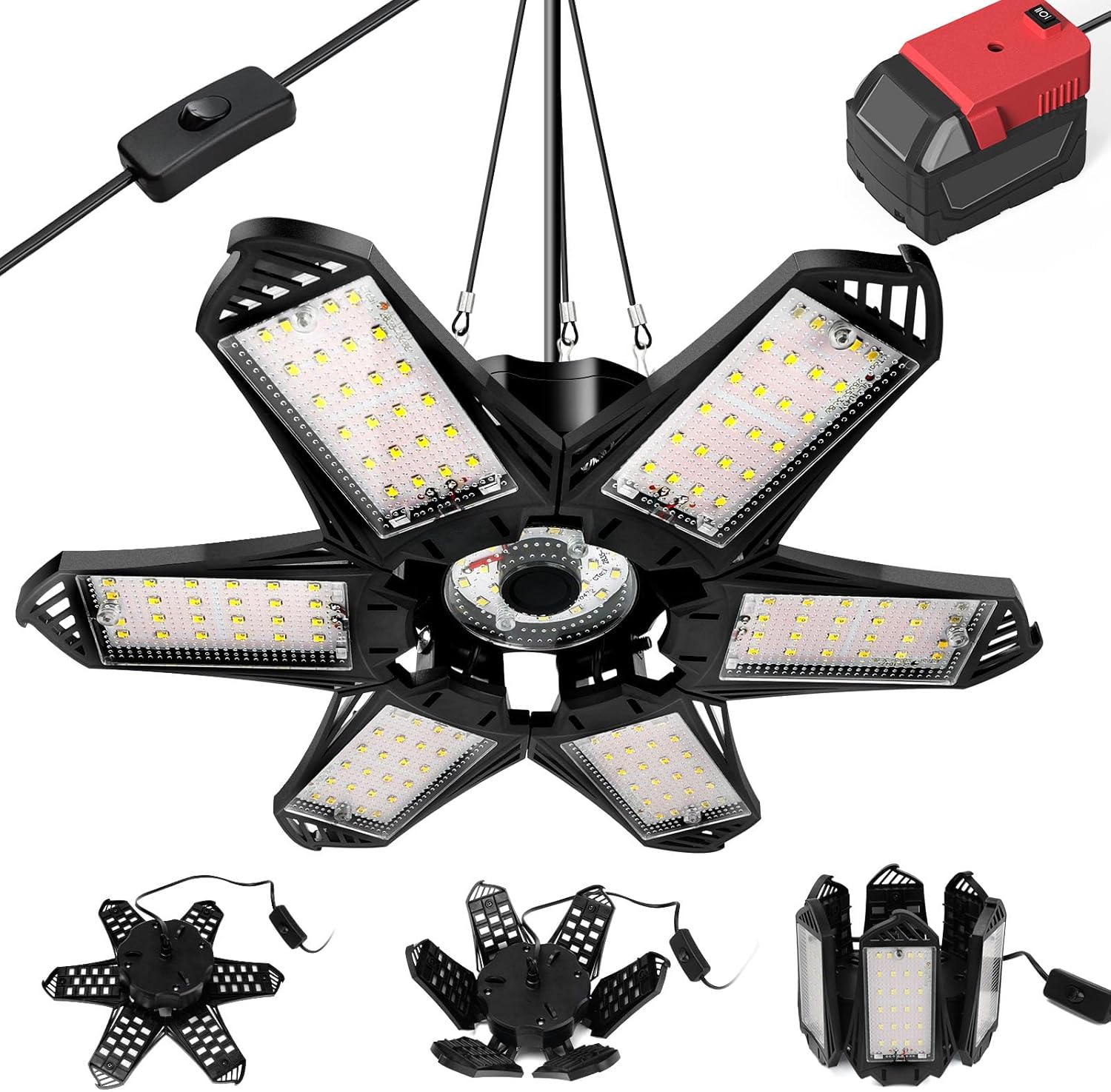 LIVOWALNY LED Work Light with Deformable Panels for Garage Use