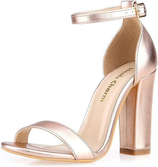 Women's Strappy Chunky Block Sandals for Dress Wedding Party