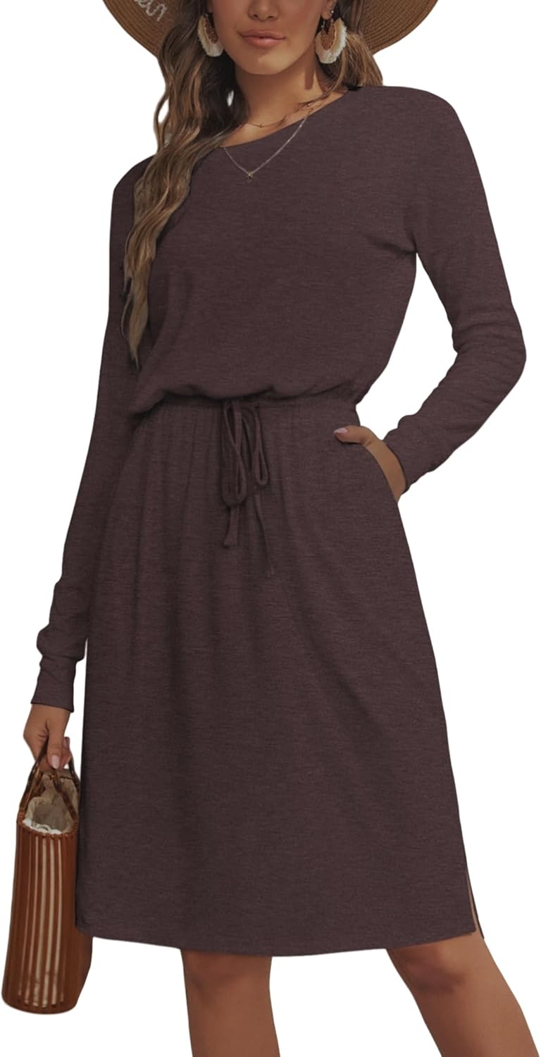 Simier Fariry Womens Summer Hide Belly Knee Length Travel Dress