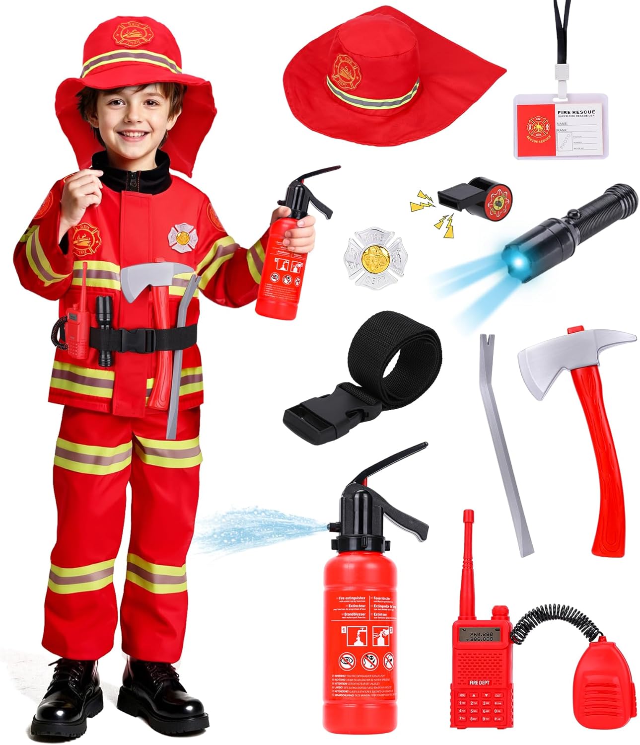 LOYO Firefighter Costume for Kids - Realistic Dress Up Fun