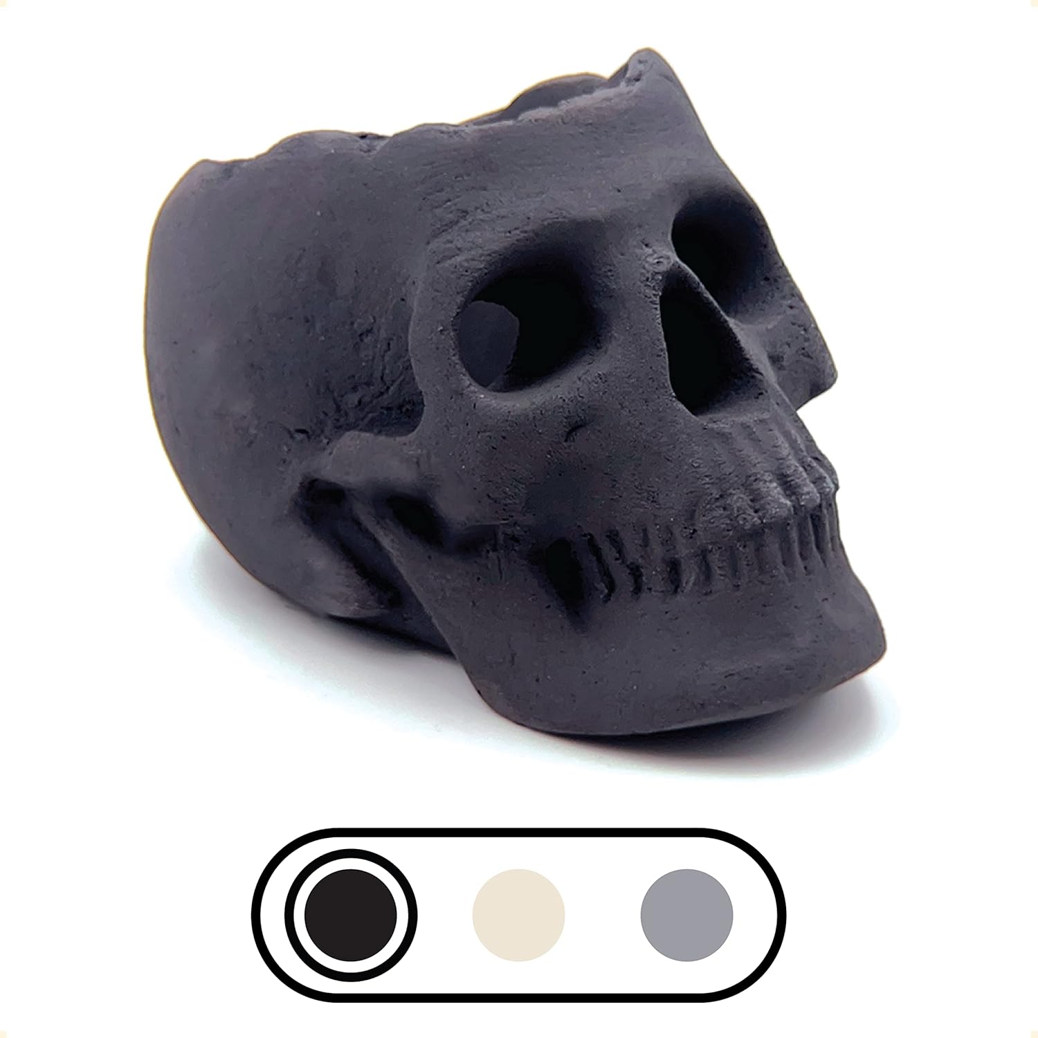 OSKER Open Top Ceramic Fireproof Fire Pit Skull Log for Fun