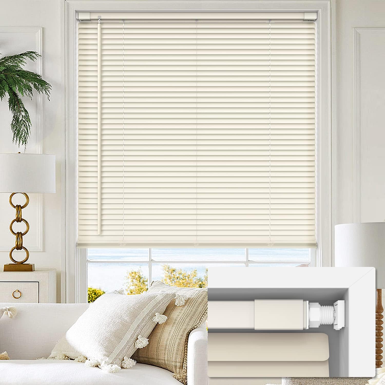 LazBlinds No Tools No Drill Vinyl Mini Blinds for Windows