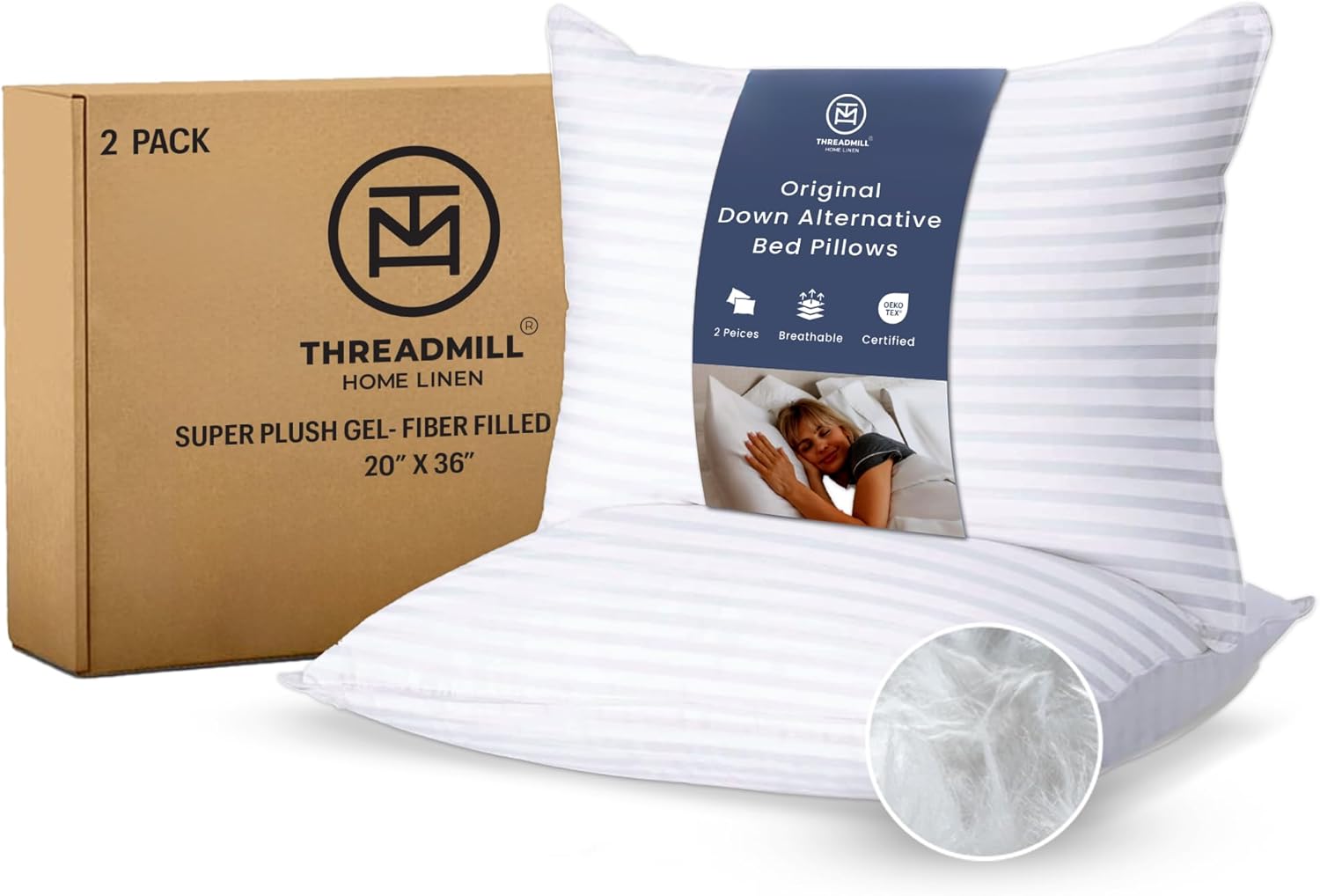 Threadmill King Size Soft Bed Pillows Set of 2 for Comfort