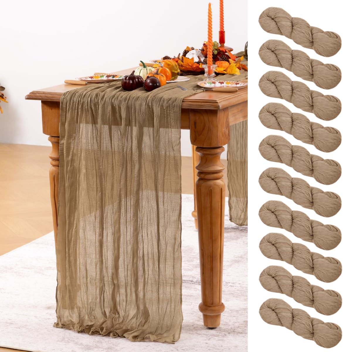 Nude Cheesecloth Table Runner Set of 10 for Elegant Decor