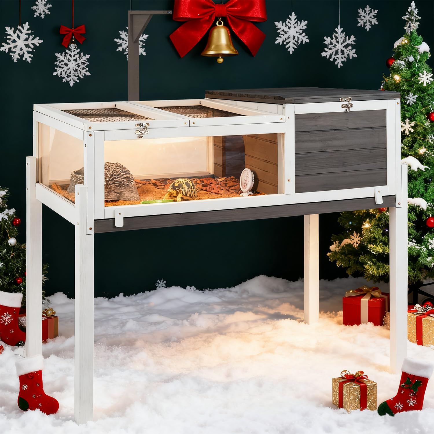 Spacious Tortoise Habitat with Two-Room Design for Comfort