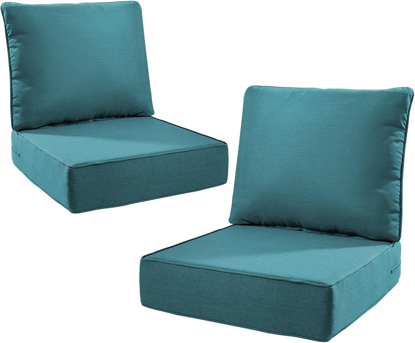 6 Thick Outdoor Cushions for Deep Seat Patio Chairs - Peacock Green