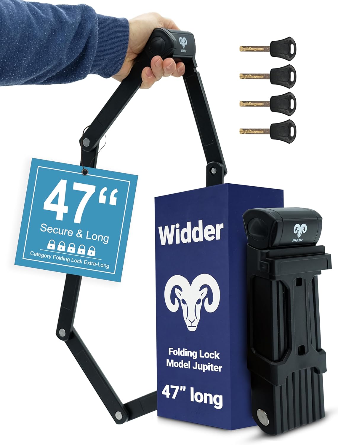 WIDDER Very Long 47in Security Folding Lock for Bicycles