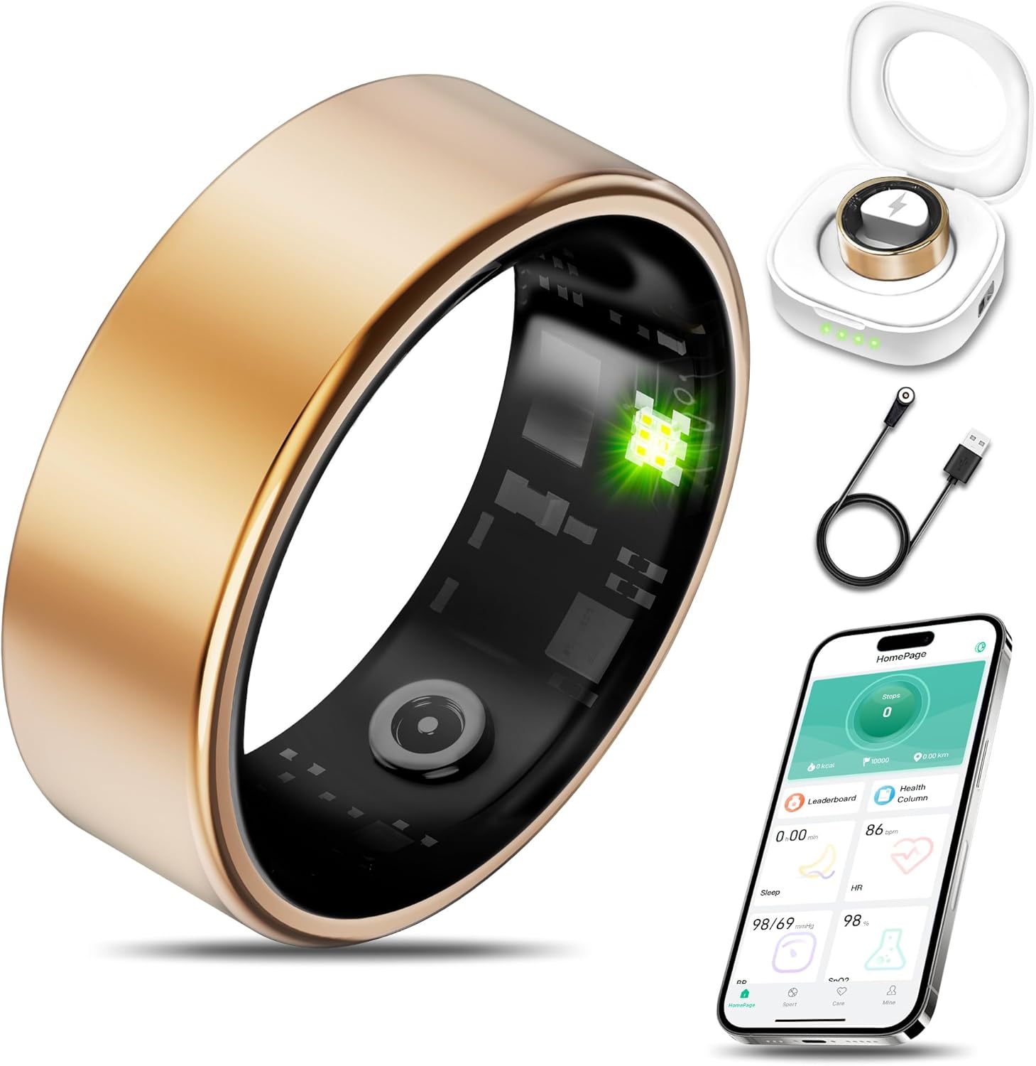 Smart Health Ring for Fitness Tracking, Heart Rate & Sleep