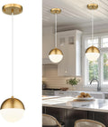 LMS 6-inch Brushed Gold Pendant Light Fixtures - Mid Century Globe