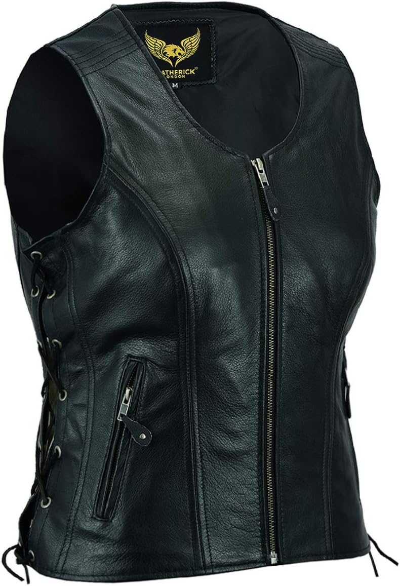 Top Grain Genuine Buffalo Leather Vests for Motorcycle Bikers