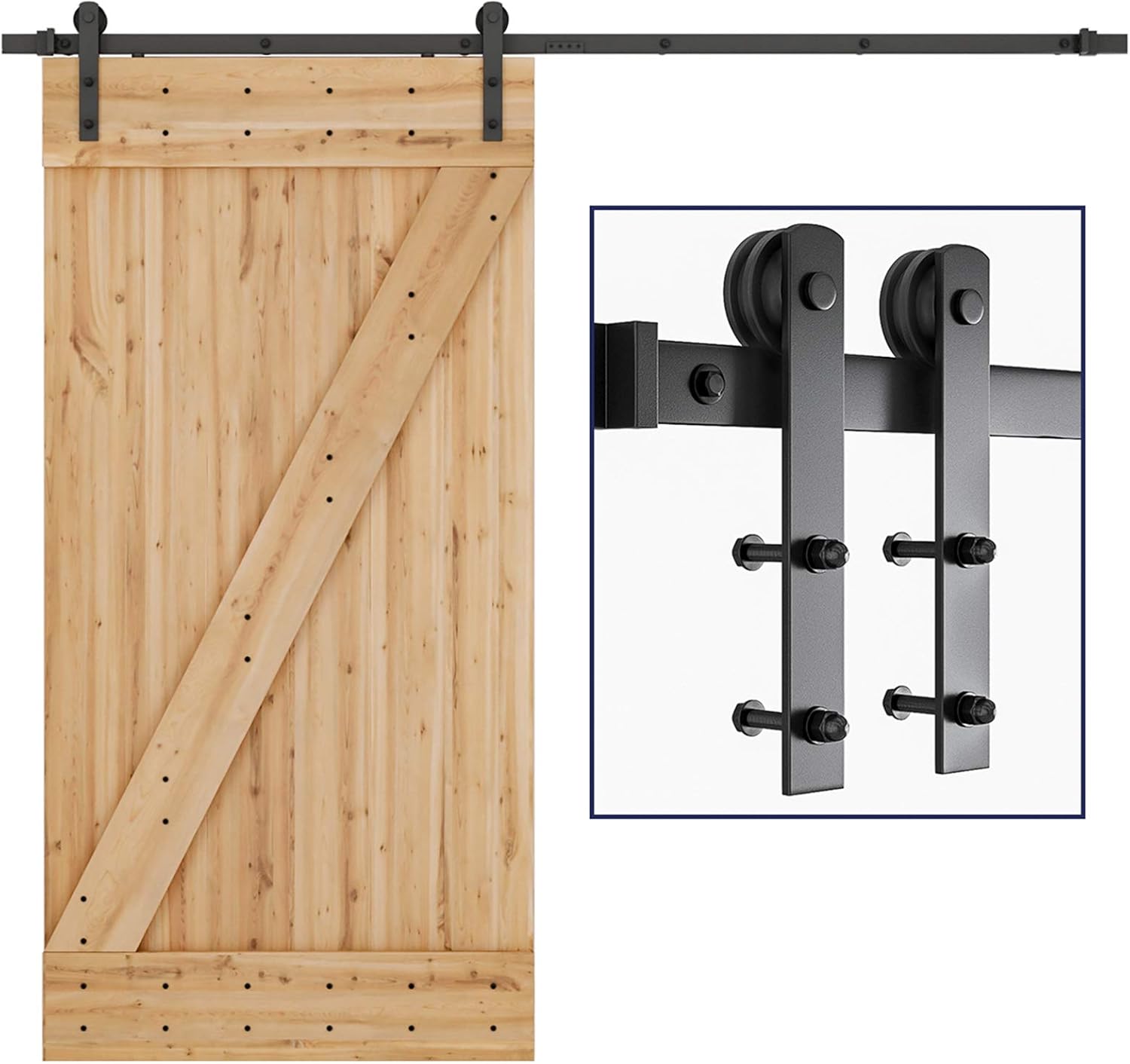 SMARTSTANDARD 8ft Barn Door Hardware Kit for Smooth Operation