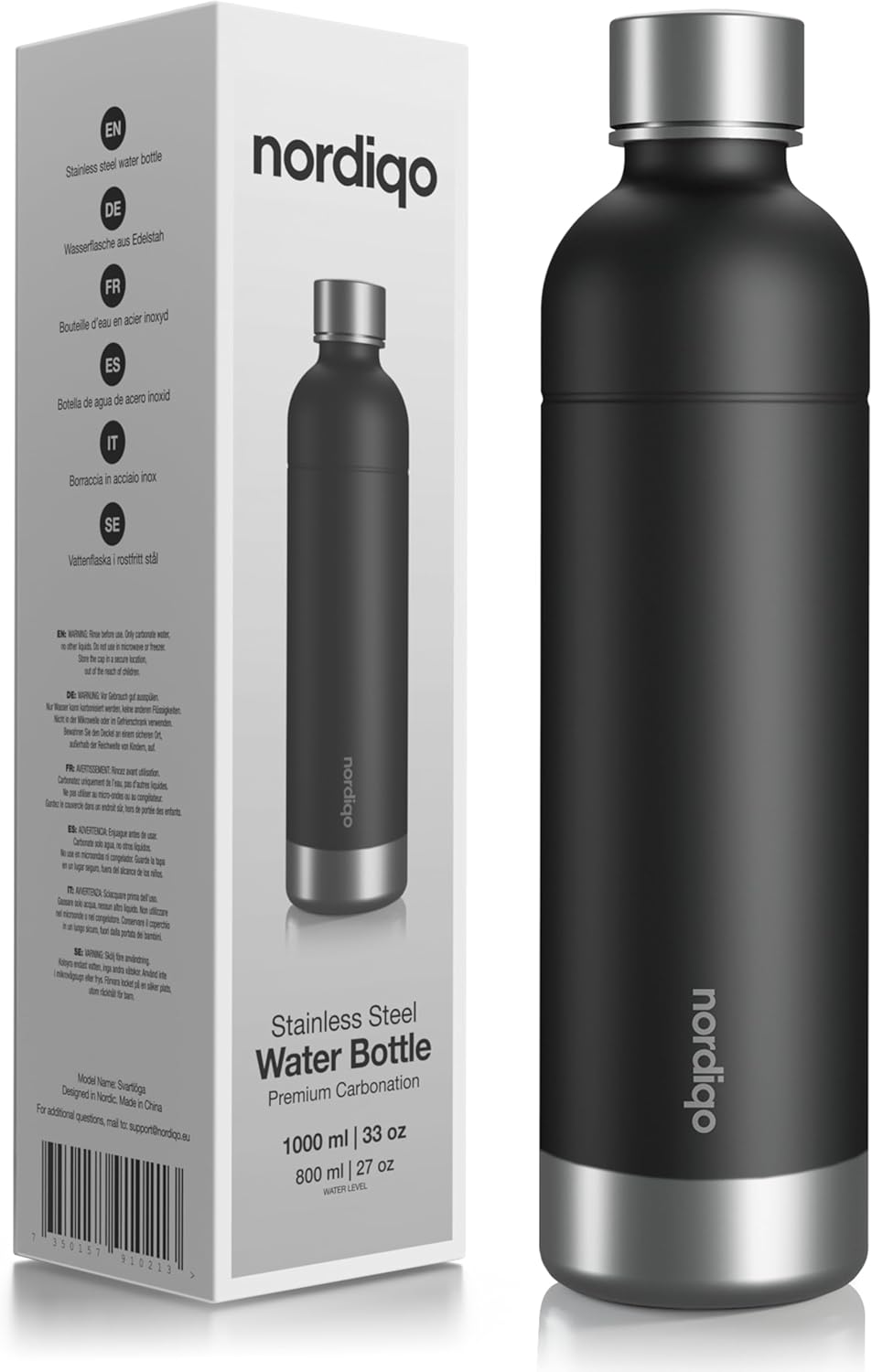 33 oz Stainless Steel Soda Maker Bottle - Leak Proof & BPA-Free