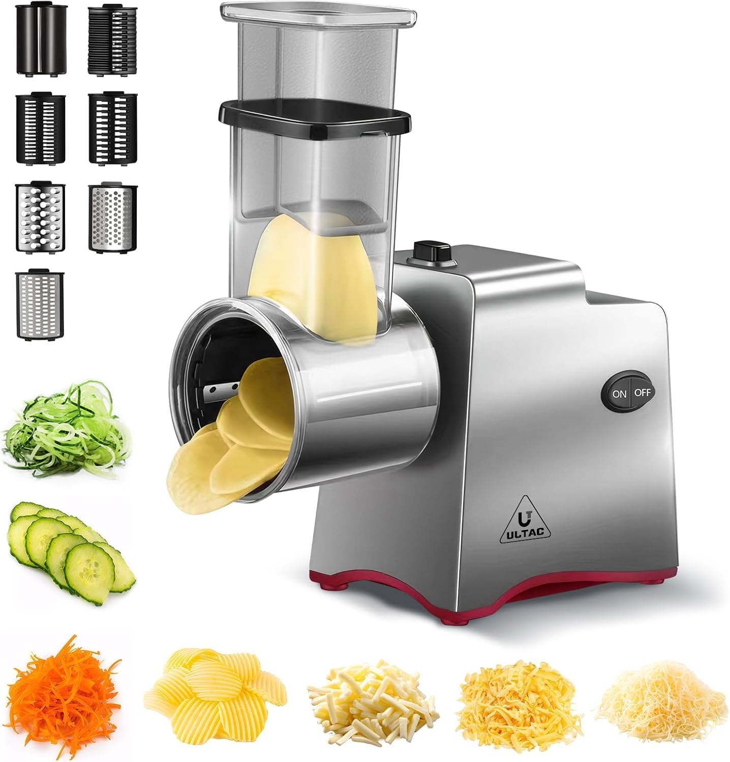 Electric Cheese Grater with 7 Blades for Effortless Shredding