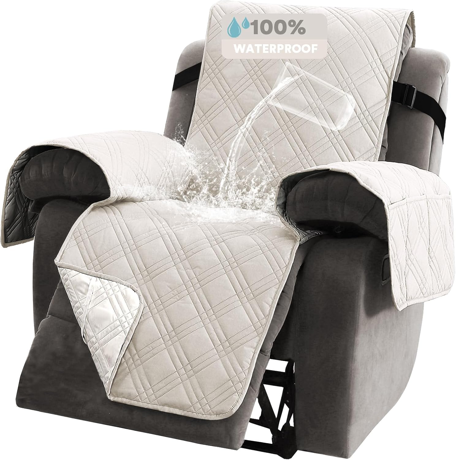 PrinceDeco 100% Waterproof Recliner Cover for Pets and Kids