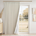 96 in Long Natural Pinch Pleated 100% Blackout Curtains - Linen Look
