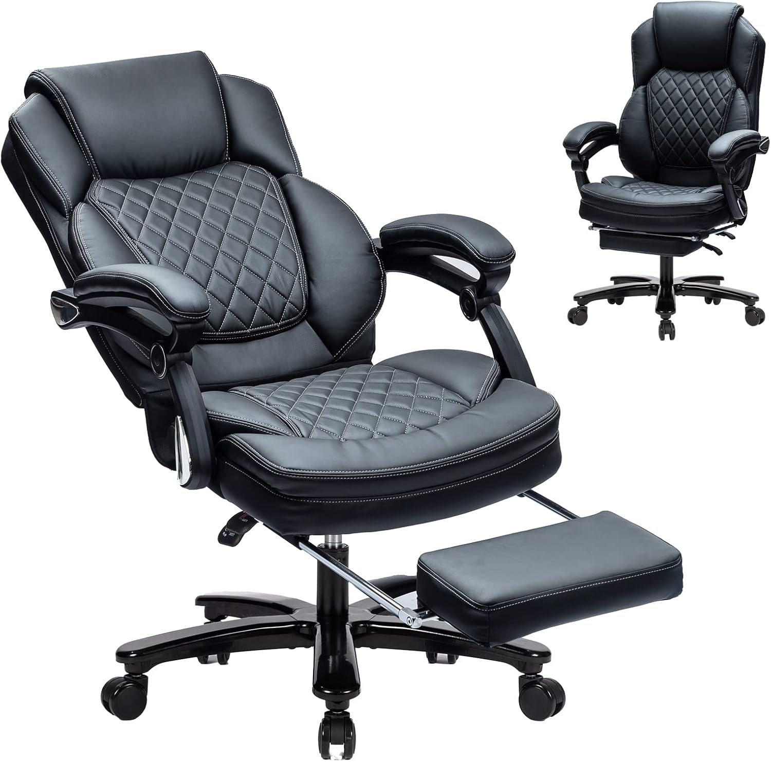400lbs Reclining Office Desk Chair with Footrest for Comfort