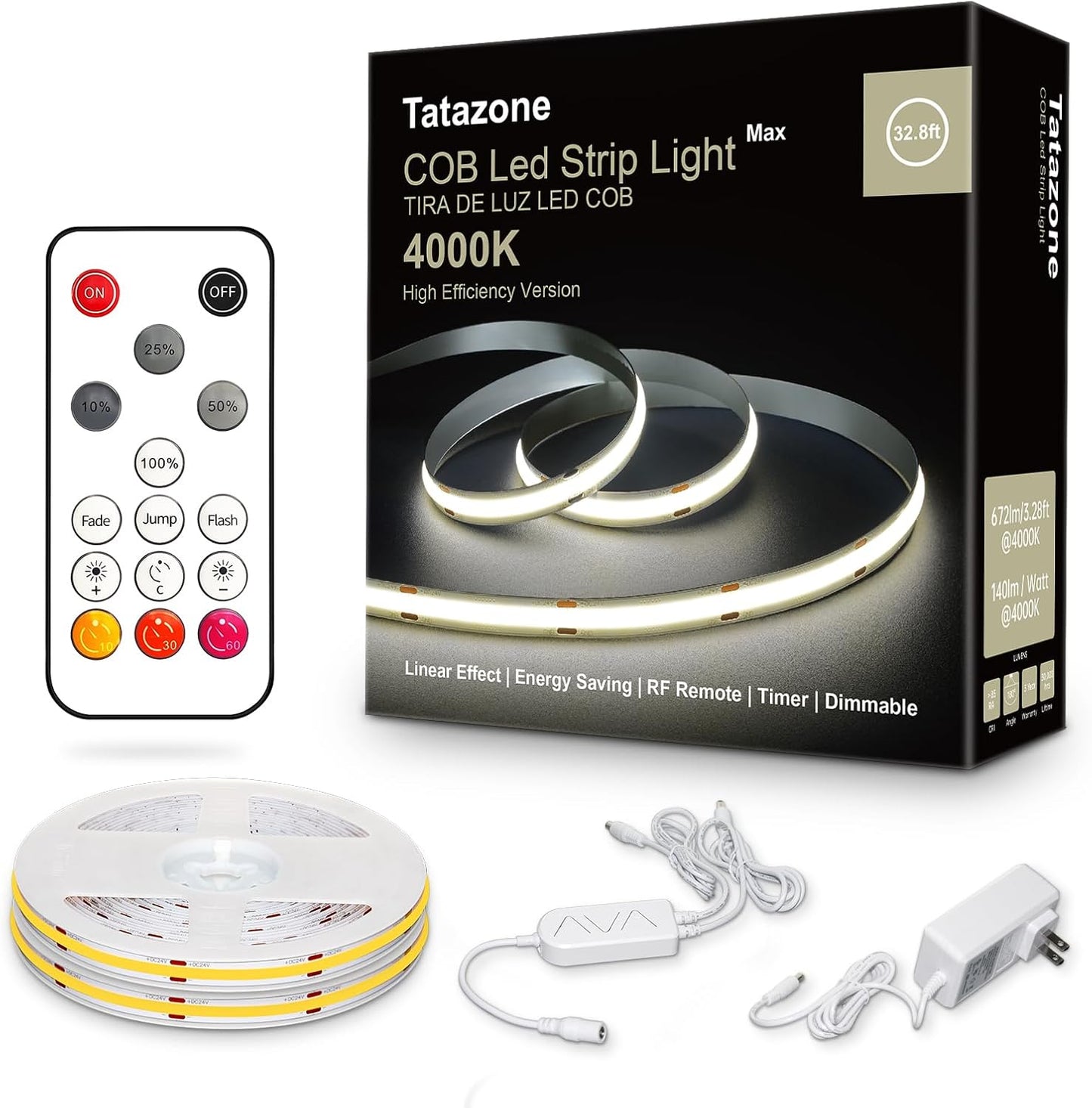 32.8ft Dimmable COB Led Strip Lights for Indoor Use
