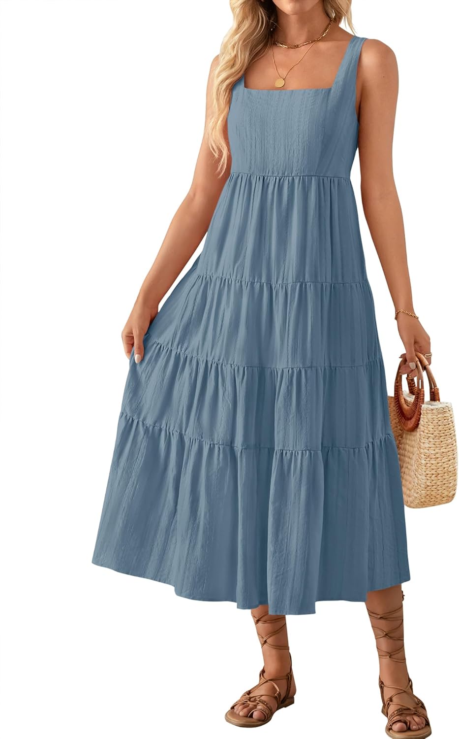 ZESICA Women's Summer Sleeveless Dress for Casual Beach Days