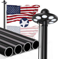 Heavy Duty Flag Pole Kit with 136 LED Solar Light - 20ft Durable Pole