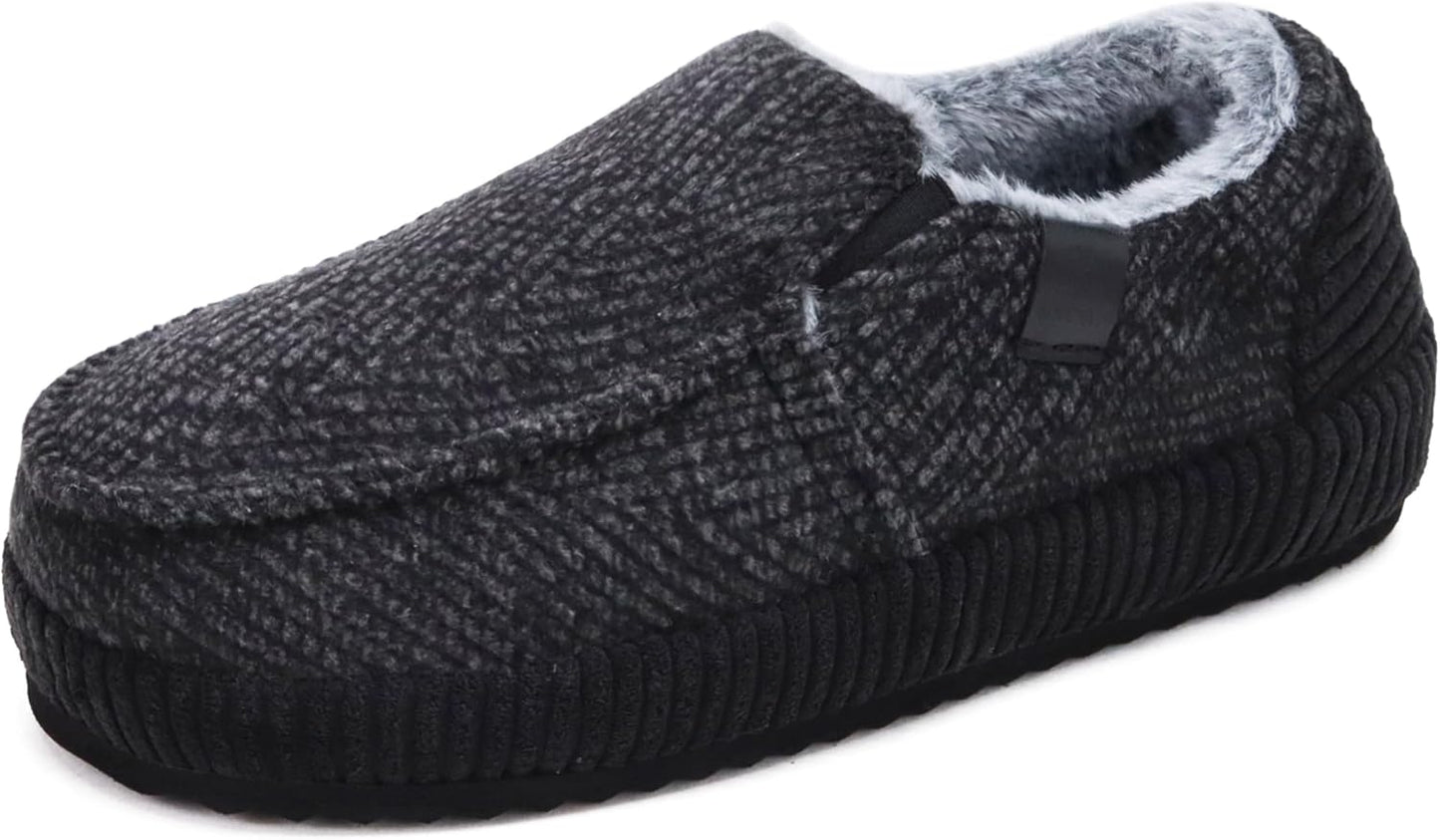 ONCAI Mens Slippers Cotton-Blend Moccasins for Comfort