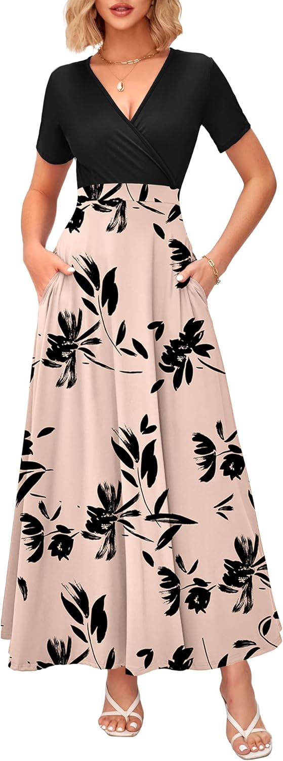 WNEEDU Women's Summer Maxi Dress with Pockets for Every Occasion