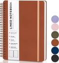 Lined Spiral Journal Notebook A5 Hardcover Leather - Durable Travel